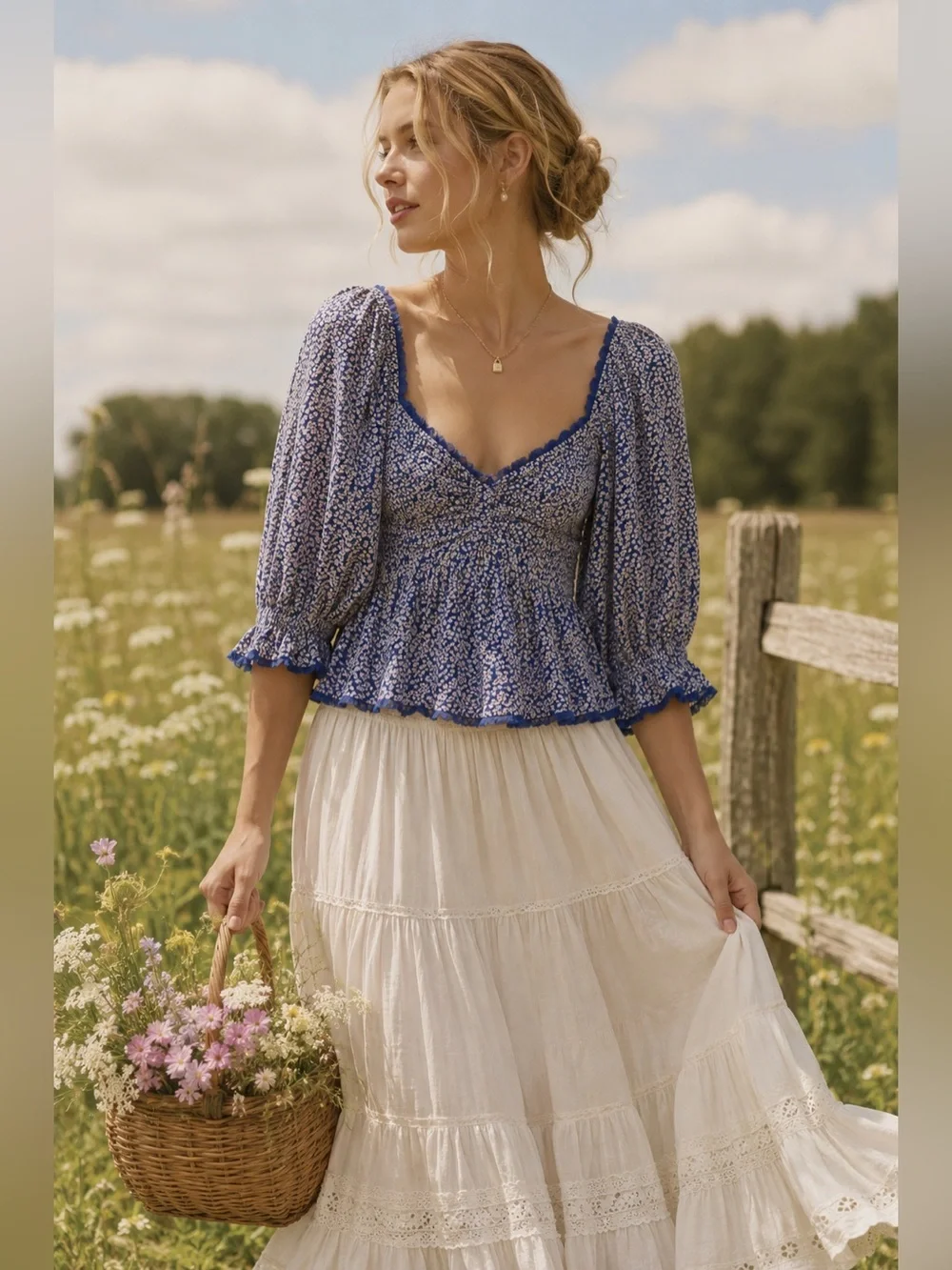 Free People Brittnee Printed Top | Size Small | prairie cottagecore boho